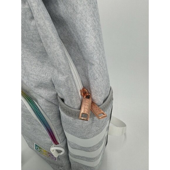 adidas Girl's Classic 3S 4 Backpack Heather Gray/Rainbow Trim - Fits Laptop - Picture 6 of 12